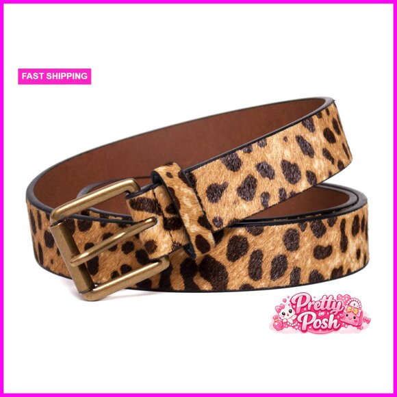 Genuine Suede Leather Belt with Roller Buckle for Jeans